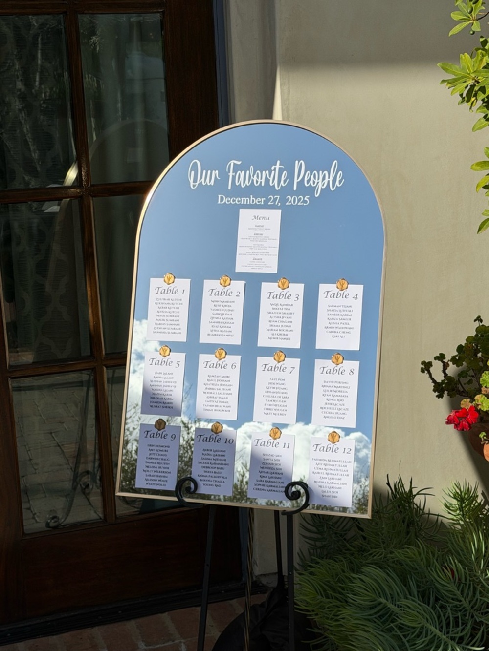 Wedding Mirror Arch Seating Chart - Our Favorite People